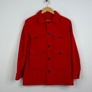 Vintage Hudson Bay Mackinaw Jacket Mens Medium Red Wool Field Chore Coat Canada